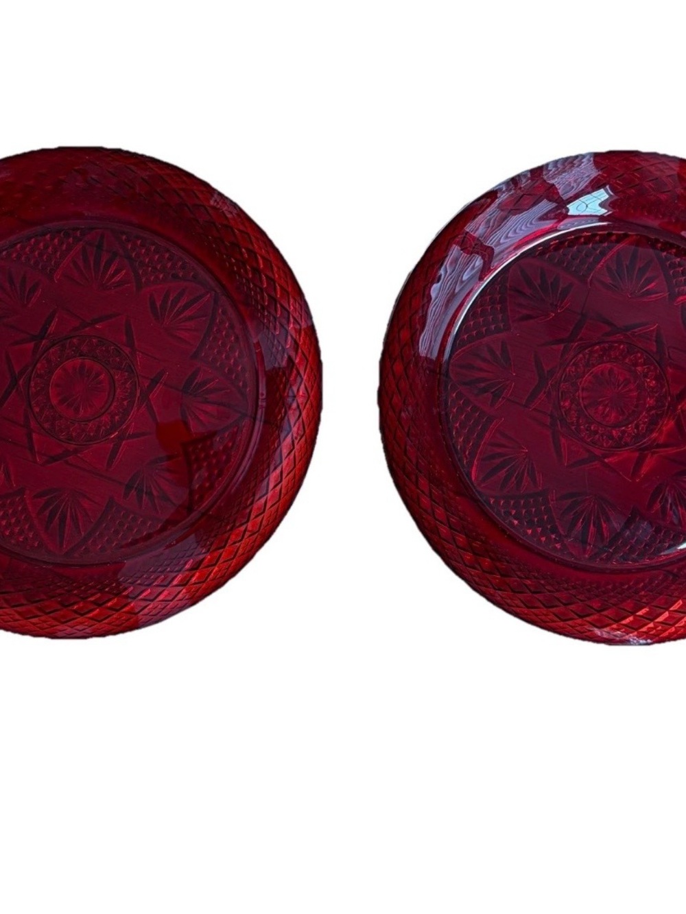 Luminarc Cristal D'Arques Durand Vntg Ruby Red 10" Dinner Plate France Set Of 2